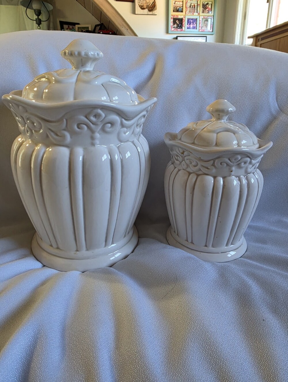 White Ceramic Decorative Jar with Lid - Home Accents